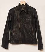Men's classic motorcycle  black color jacket pure lambskin  biker jacket