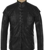 Men's black leather rope design jacket pure lambskin premium look