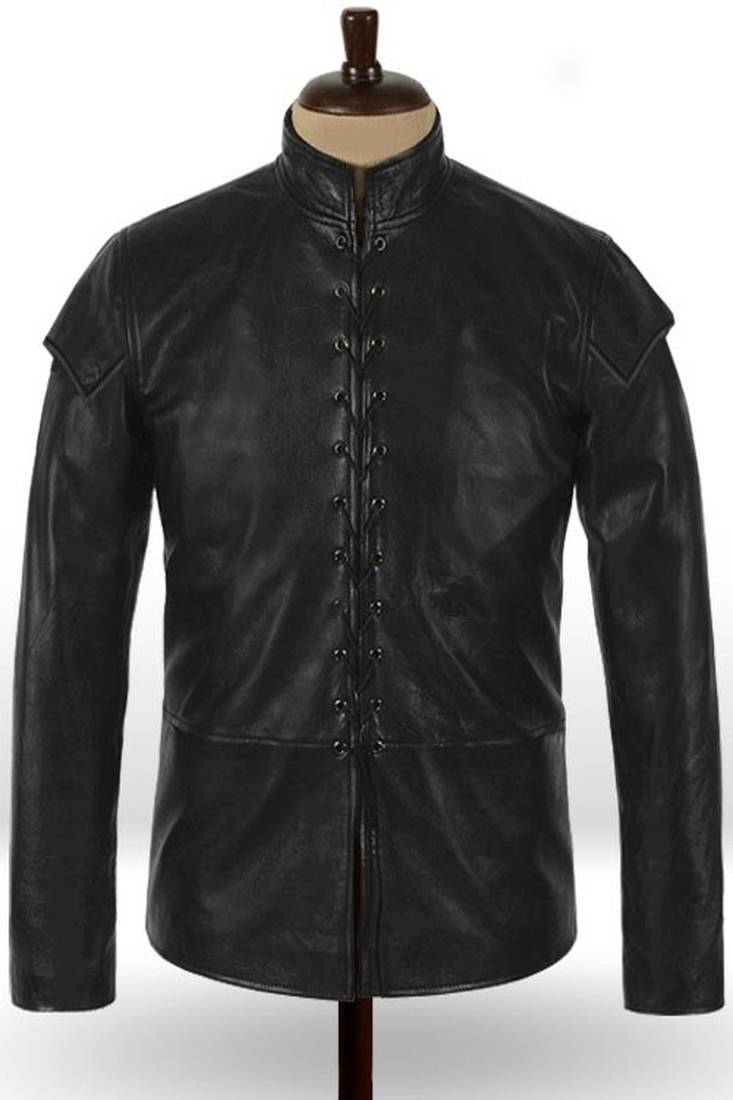 Men's black leather rope design jacket pure lambskin premium look