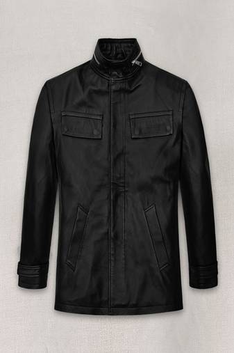 Stylish black button zip lambskin leather biker jacket  slim fit moto style