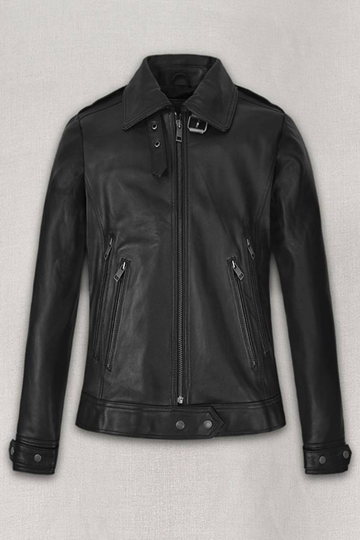 Black men's leather jacket pure lambskin motorcycle biker jacket  café racer