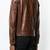 Stylish brown lambskin leather jacket slim fit moto style button jacket