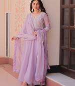 Women georgette rich & sequins embroidered work gown & kurta set for women