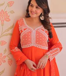 Women georgette rich & sequins embroidered work gown & kurta set for women