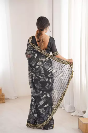 Women printed chiffon georgette partywear saree