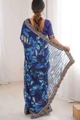 Women printed chiffon georgette partywear saree