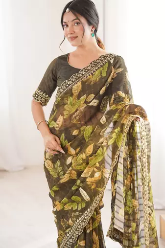 Women printed chiffon georgette partywear saree