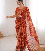 Women printed chiffon georgette partywear saree