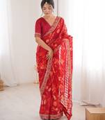 Women printed chiffon georgette partywear saree