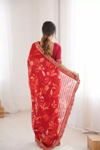 Women printed chiffon georgette partywear saree