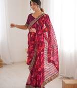 Women printed chiffon georgette partywear saree