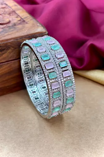 Mint pink ad stone bangles
