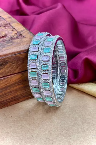 Mint pink ad stone bangles
