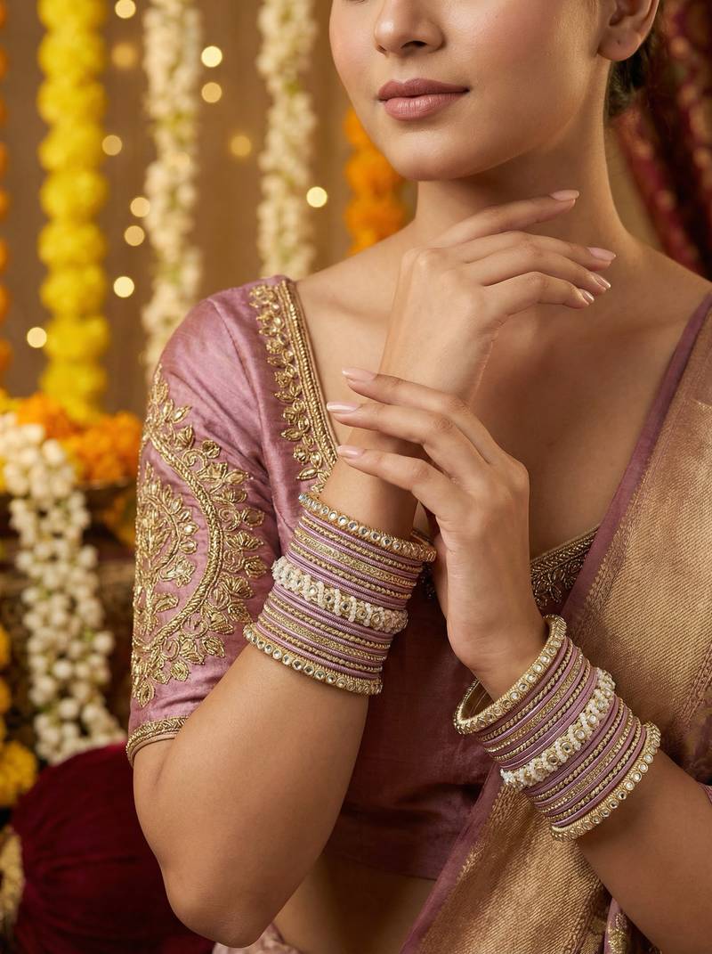 Ethnic pearl kundan set