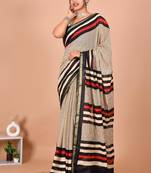 Multicolor bagru block print cotton zari sarees with running blouse