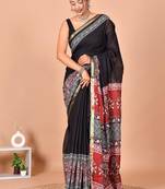 Multicolor bagru block print cotton zari sarees with running blouse