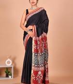 Multicolor bagru block print cotton zari sarees with running blouse