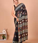 Multicolor bagru block print cotton zari sarees with running blouse