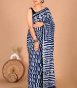 Multicolor bagru block print cotton zari sarees with running blouse