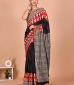 Multicolor block print cotton zari sarees with running blouse