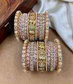 Designer pink silk thread bangles set
