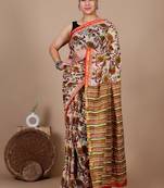 Multicolor block print cotton zari sarees with running blouse