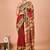 Red block print cotton zari sarees with running blouse