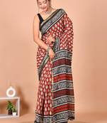 Multicolor block print cotton zari sarees with running blouse