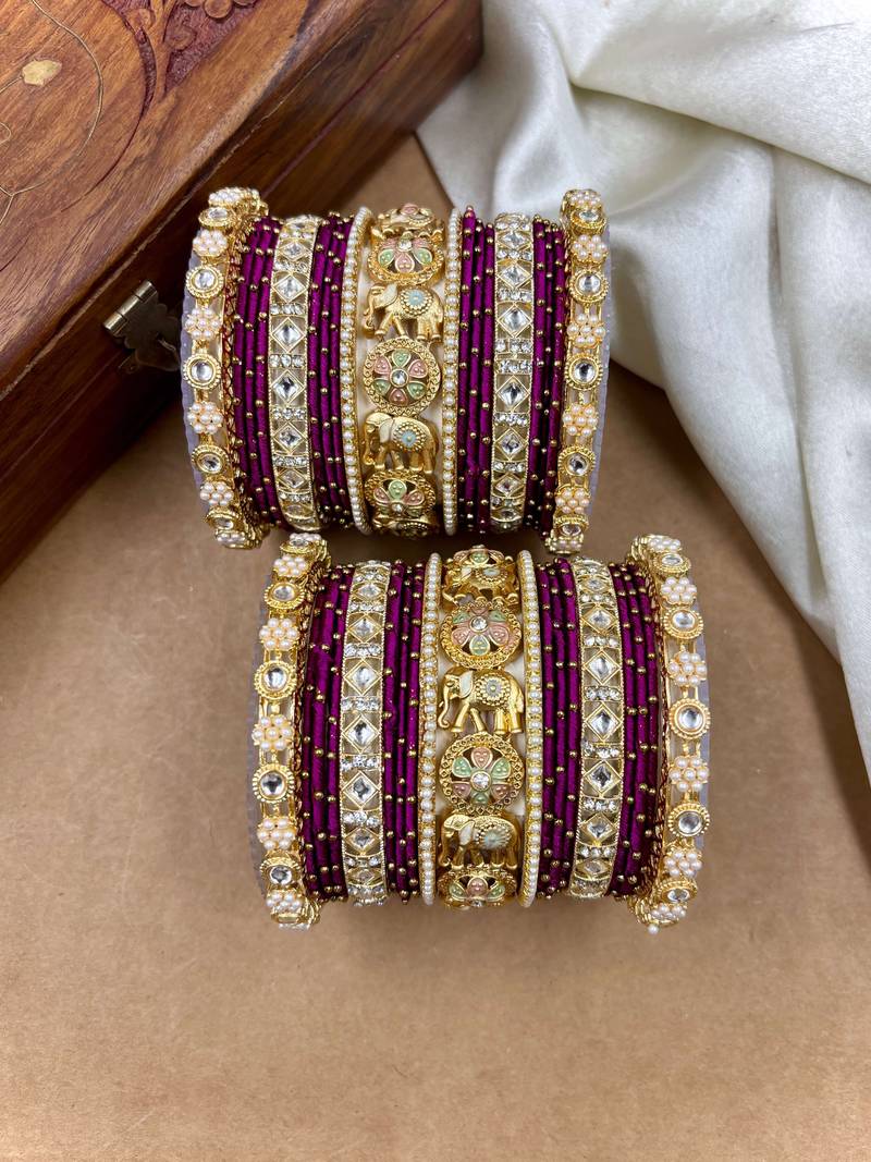 Designer falsa silk thread bangles set