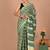 Green block print cotton zari sarees with running blouse