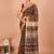 Brown block print cotton zari sarees with running blouse