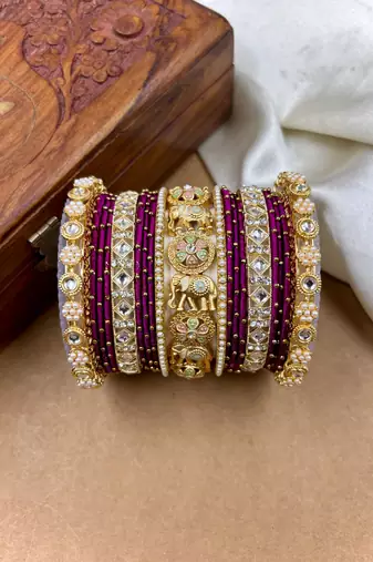 Designer falsa silk thread bangles set
