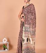 Multicolor block print cotton zari sarees with running blouse