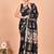Black block print cotton zari sarees with running blouse
