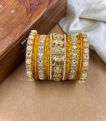 Designer yellow silk thread bangles set