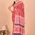 Red block print cotton zari sarees with running blouse