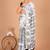 White block print cotton zari sarees with running blouse