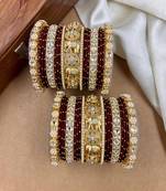 Designer maroon silk thread bangles set