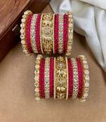 Designer rani silk thread bangles set