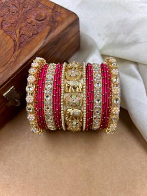 Designer rani silk thread bangles set 2