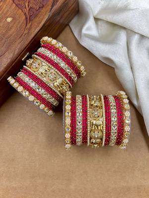 Designer rani silk thread bangles set 3