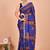 Blue block print cotton zari sarees with running blouse