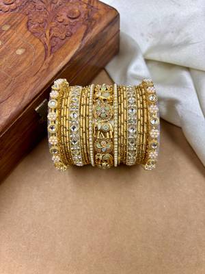 Designer gold silk thread bangles set 1