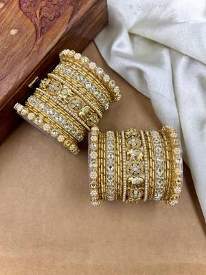 Designer gold silk thread bangles set 2