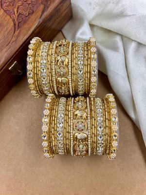 Designer gold silk thread bangles set 3