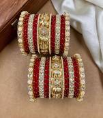 Designer red silk thread bangles set