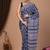 Blue cotton hand block printed mulmul sarees with attach printed blouse