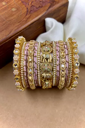 Pink wedding bangle set