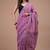 Lavender cotton hand block printed mulmul sarees with attach printed blouse