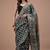 Grey cotton hand block printed mulmul sarees with attach printed blouse
